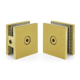 Shower Door Clamp, 2PCS 1.75"W*0.7"H Stainless Steel Clamp for Side Installation of 1/4"(6mm) to 1/2"(12mm) Thick Glass Panel, Brushed Gold