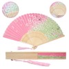 Boshiho Japanese-Style Folding Fan, Stylish, Pure Silk, Dance, Floral Pattern,