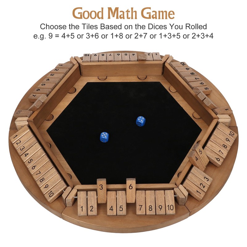 Shut The Box Game for 1-6 Players, Plusvivo Large Round