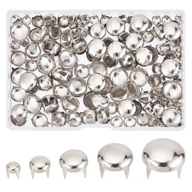 GORGECRAFT 200Pcs 4/6/8/10/12mm Claw Rivet Nailheads Spots Stud Round Dome Rivets Spike Studs Sliver Metal Mushroom Head 4 Prongs Nail for Leather Craft Jeans Repair DIY Fabric Clothes Denim Stylish