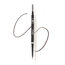 VEECCI Micro Brow Pencil - Ultra-Fine Precision Eyebrow Pen for Natural, Long Lasting Brows | Waterproof, Smudgeproof, Vegan Formula | Dual Ended with Spoolie Brush - Microblading Effect Gray Brown