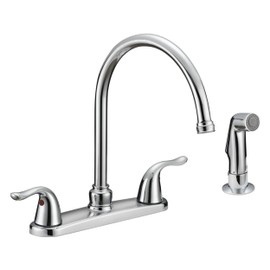 EZ-FLO EZ-FLO Kitchen Faucet, Kitchen Sink Faucet with 2 Handles and Pull-Out Side Sprayer, 4-Hole Installation, Chrome, 10201