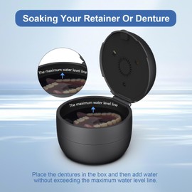 All-in-One Denture & Retainer Case with Soaking, Freshening, Sanitization and Storage Functions – Complete Clean Care Solution for Dentures, Mouth Guards, Night Guards and Retainers