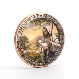 The Lord is My Shepherd Protection Prayer Pocket Token Inspirational Challenge Coin Psalm 23:1 Religious Medallion Christian Faith Gift (Single Coin)