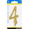 Hillman 847046 4-Inch Nail-On Traditional Solid Brass House Number 4,