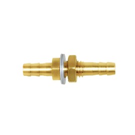 Joywayus Thru-Bulk Head Hex Union Brass Fitting 3/8" Hose Barb Bulkhead Fitting with Flat Washer Gasket Water/Fuel/Air