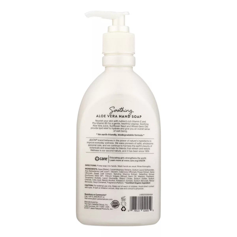 JSÖN Jason Jabón De Manos, Aloe Vera, Calmante, 16 Oz