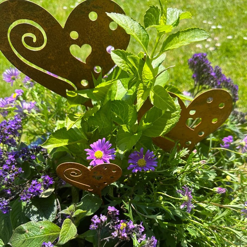 Generisch Heart Garden Stake, Flower Stake, Rust Stake, Patina Decoration,