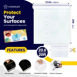 COSNIGHT Clear Contact Paper Peel and Stick for Wall Protector 23.6in x 20ft/Roll, Clear Wall and Kitchen Cabinets Protector from Furniture