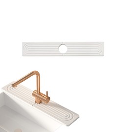Kitchen Sink Splash Guard, Faucet Mat for Kitchen Sink, Diatom Mud Drying Mat 40x10cm, Tap Drying Mat, Stone Draining Mat for Kitchen Counter and Bathroom, Aesthetic Water Absorbing Stone Tray