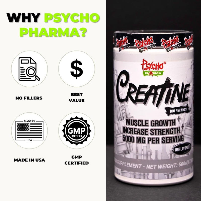 Psycho Pharma Creatine - 5g of Premium Creatine Monohydrate per