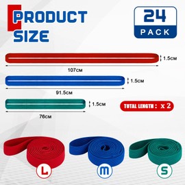 Wovnet 24 Pcs Variety Extra Large Moving Rubber Bands 42" 36" and 30" Rubber Straps Furniture Moving Supplies for Packing Pallets and Packing Blankets (Red,blue,green)