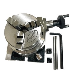 3" inches (75mm) 4 slots Horizontal and Vertical (H/V) Rotary Table with 65mm 3 Jaws Self Centering Chuck with Back Plate and T-nuts for Milling Engineering Tools
