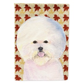 Caroline's Treasures SS4330GF Bichon Frise Fall Leaves Portrait Garden Flag Mailbox Flag Decorative Yard Flag Banner Outside Patio Artwork Yard Flower Beds, Garden Size, Multicolor