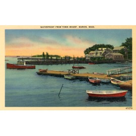 New Bedford News Co. Waterfront from Town Wharf, Marion, Massachusetts --POSTCARD