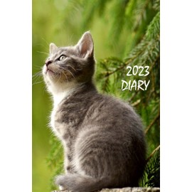 2023 Diary: Cat Lover's Planner, Organiser and Journal, Standard Size, UK and US Holidays, Grey Kitten Edition