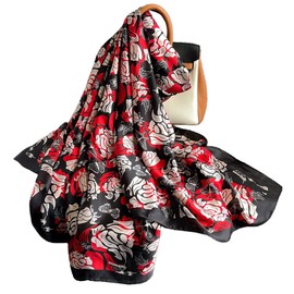 FAIRYGATE Scarves for Women Summer Scarfs for Women Ladies Satin Scarf Silk Chic Oversized Scarves Neck Wrap Stole Shawl Shawls for Weddings Bridal Bridesmaids Proms Parties Black 43012