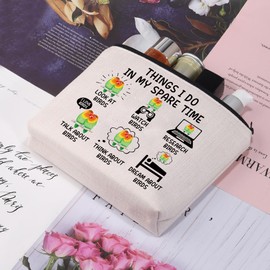 AKTAP Parrot Themed Gifts Parrot Makeup Bag Parrots Lover Gift Bird Lover Zipper Pouch Bag for Women Parrot Merchandise (MB, Parrot-HT)