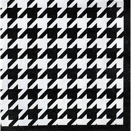 Club Pack Houndstooth Pattern Printed Beverage Size Paper Napkins Box of 192