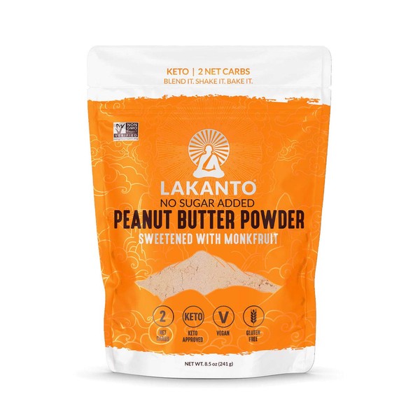 Lakanto Peanut Butter Powder, 2 Net Carb Keto Powdered Peanut Butter, Sugar Free, Vegan, Gluten Free for Smoothies, Cookies, Sauces and Cooking, Naturally Sweetened with Monkfruit (8.5 Ounce)