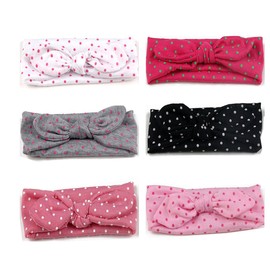JMITHA - Pack of 6 Headbands/Head Wraps for Baby Girls/Toddlers with Bow/Rabbit Ear Design - Multicoloured