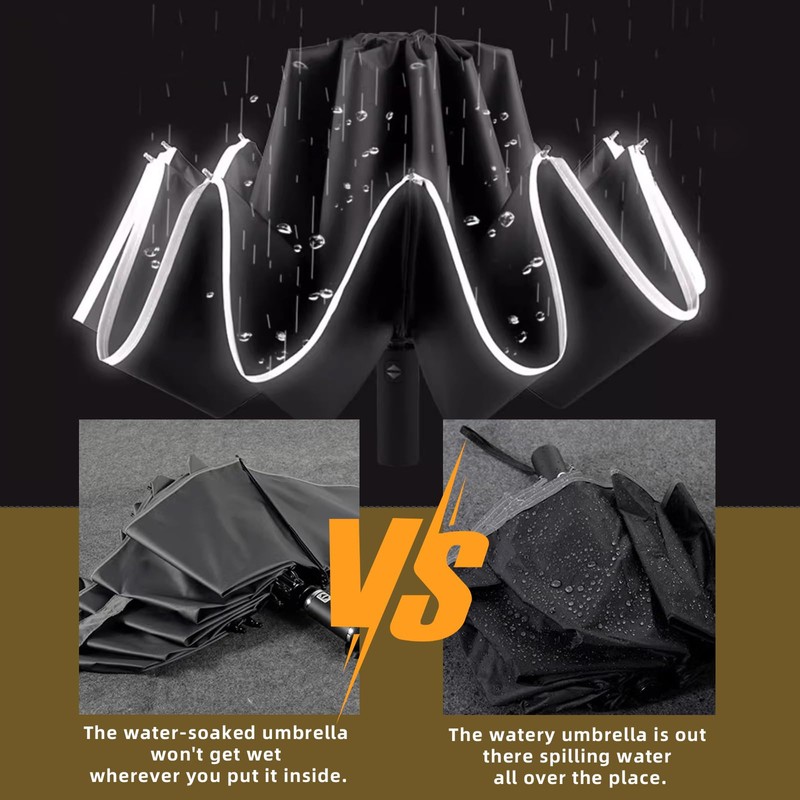 OXTXO Compact Umbrella Windproof Strong,Reverse Close Inverted Travel Umbrella,Auto Open/Close,10
