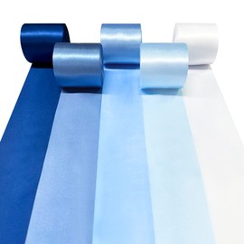 60M Blue White Satin Ribbon 50mm Wide Ombre Blue Fabric Ribbons Large Silk Satin Hanging Streamer Garland for Gift Wrapping Crafts DIY Sewing Hair Bow Birthday Wedding Chair Party Backdrop Decorations