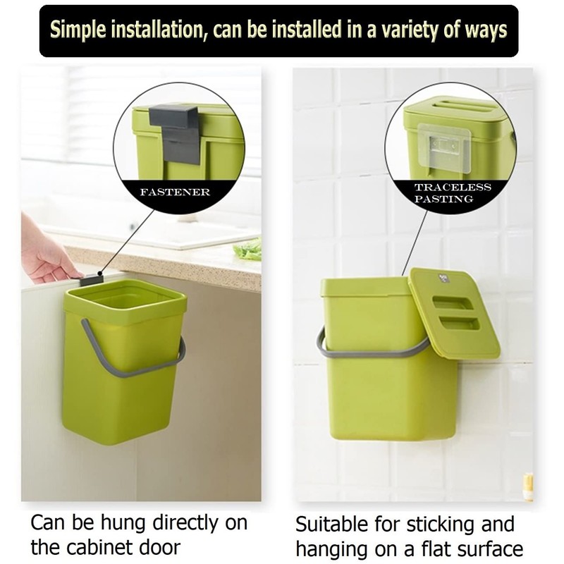 Small Trash Can with Lid Mini Kitchen Hanging Trash Can
