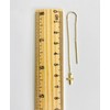 14K Solid Gold Cross Threader Earrings, Dangle Chain Drop, 14K