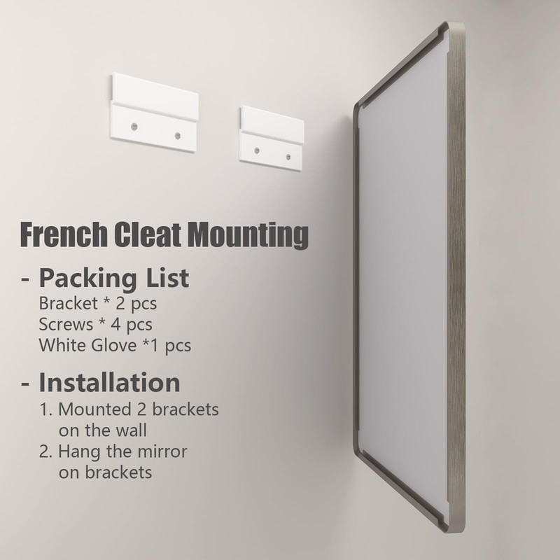 CHARMOR 24x32 Inch Brushed Nickel Bathroom Mirror, Rounded Rectangle Silver