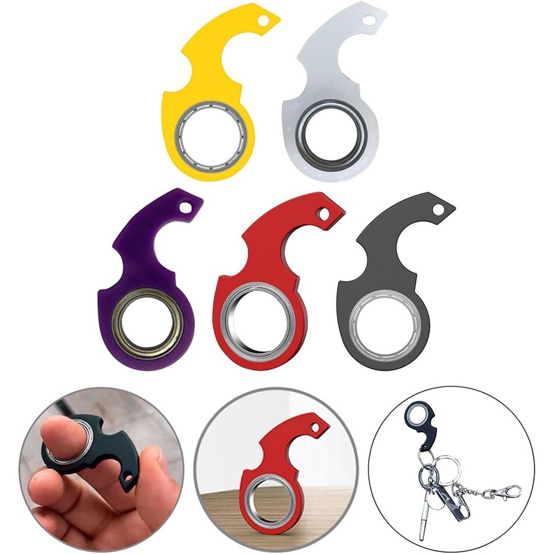 White Keyring Spinner Fidget Ring Key Spinner with Metal Key