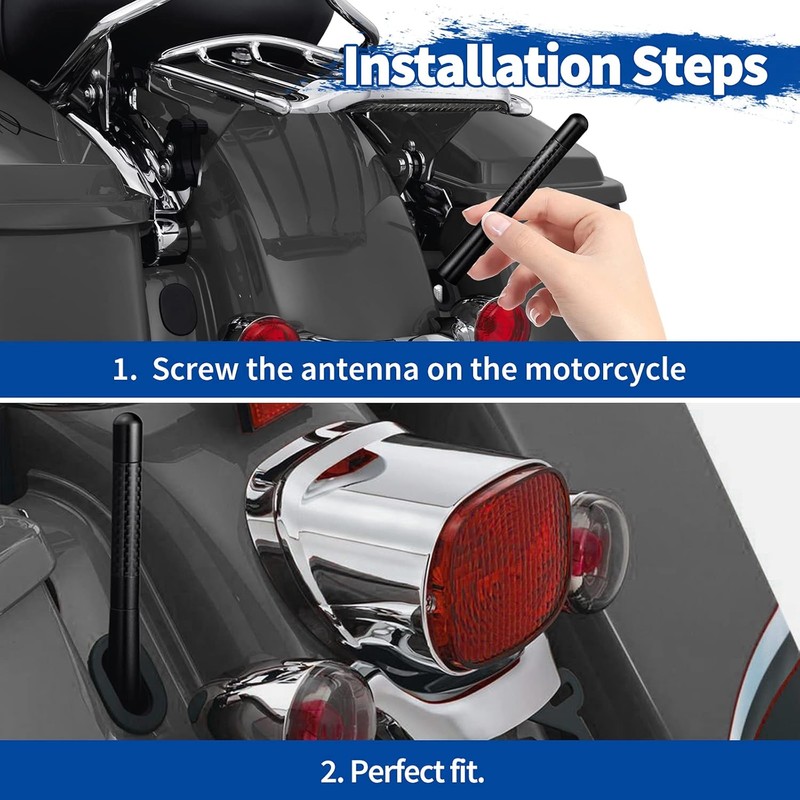 4.7" Short Motorcycle Antenna 2-Pack, Carbon-Fiber Style Stubby Radio Antenna,