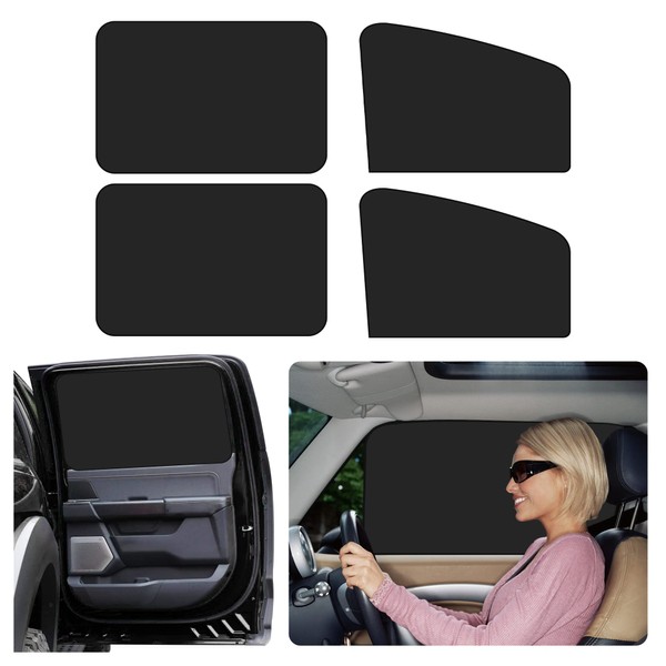 4Pack Car Window Shades with Magnets,Strong-Light Blocking&UV Protection Privacy Shades,Universal