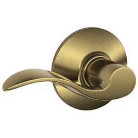 SCHLAGE Lock Company Acc 609 SCHLAGE Accent F10 Flat Wave Reversible Door Lever Lock, Solid, Antique, Brass - F10 ACC 609