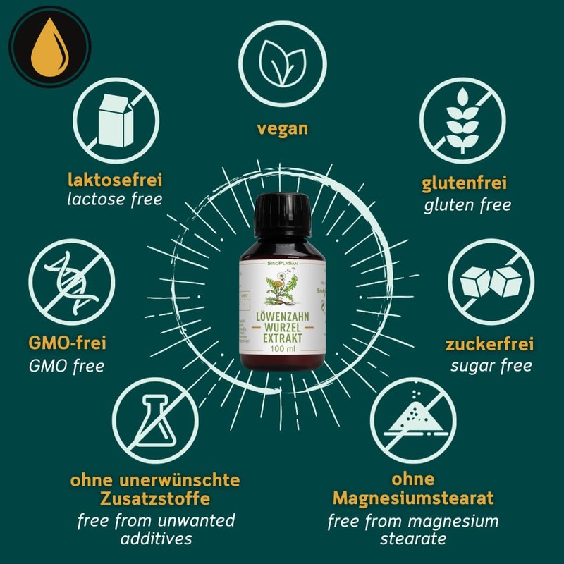 Dandelion Root Extract Liquid, 100% Natural and Natural, 100 ml,