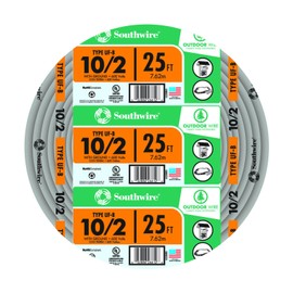 Southwire Outdoor Wire, 12/2WG UF 100 Ft Coil, Approved for Direct Burial Wiring, SW# 13055926