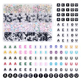 1000 Pcs Letter Beads for Friendship Bracelet Making, Glow in The Dark Letter Beads Cube Vowel Letter Beads Flat Round Acrylic Beads for DIY Name Jewelry Making 5-7mm Square & Flat Round