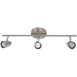 Sunlite 45065 24” Straight Track Light Fixture, GU10 Base, 50 Watts Max, 120 Volts, 3 Head Lights, Brushed Nickel, for Residential & Commercial Use