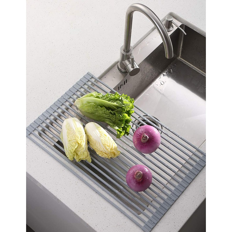Ahyuan Large Roll up Dish Drying Rack 20.5'' Silicone Over