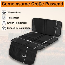 vnfsmy Kindersitzunterlage Auto ISOFIX Geeignet Sitzschoner Autos Kindersitz Autositzschoner Schutzunterlage mit Rückenlehnenschutz Autositzauflage Autositzschutz Auto Geeignete Unterlage (Schwarz)