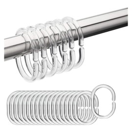 FuninCrea 24 Pieces Shower Curtain Rings, Plastic Shower Rings for Shower Curtain Rods in C Shape, Shower Curtain Hooks, Shower Curtain Rings, Replacement Bathroom Drape Loop Shower Curtain Rails