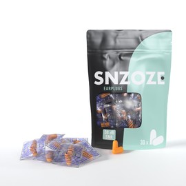 SNZOZE 30 Pairs Ultra Soft Foam Ear Plugs, Perfect for Sleeping, 38dB SNR, Individually Wrapped, One Size (Orange)