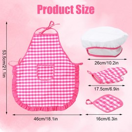 Huipalon Kids Aprons Set Kids Chef Outfit with Toddler Apron, Chef Hat,Cooking Mitt and Heat Resistant Pad Kid Aprons for Cooking Baking Painting