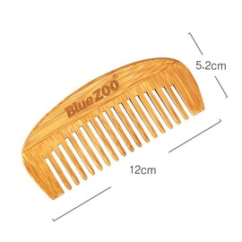 TOVINANNA Crescent Static Comb Natural Bamboo Travel Hair Brush for Scalp Beard Detangling Brush for Smooth Hair