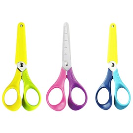3Pcs Kids Scissors, 13cm Small School Childrens Blunt Tip Kids Scissors, Kids Safety Scissors with Protective Cover (Random Colour)