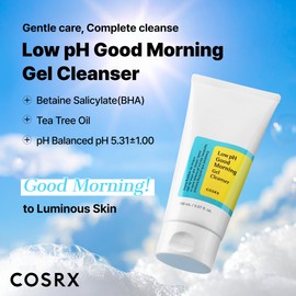 COSRX Low pH Good Morning Gel Face Cleanser, 5.07 fl oz, BHA Face Wash, Daily Mild Face Cleanser for Sensitive Skin, PH Balancing, Korean Skin Care, Korean Face Wash, Stocking Stuffers,Gifts For Women