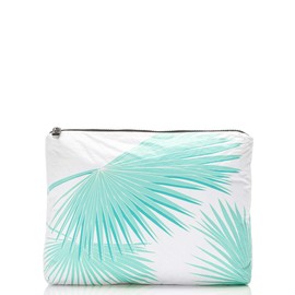 ALOHA Collection Mid Tropical Fan Palms Pouch in Pool | Lightweight, Packable, and Splash-Proof Makeup Pouch | Easy to Clean