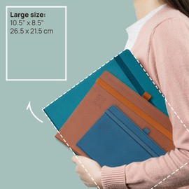 POPRUN Planner 2025-2026 (Large - 8.5'' x 10.5'') Academic Weekly Calendar (July 2025 - June 2026) with Hourly Time Slots, Monthly Tabs, 100GSM Thick Papers, Leather Soft Cover - Burgundy Red