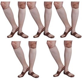 Bcurb Graduated Compression Copper Socks (5 Pair) Below Knee Calves High Support Recovery Stockings Aid Blood Circulation Relieves Feet Foot Calf Ankle Pain and Aches (Beige, XX-Large)