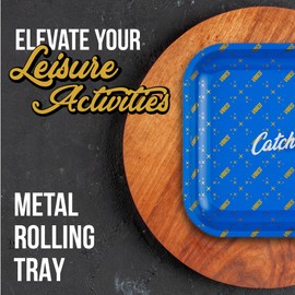 Vibes Premium Metal Tray- 13"x11"x0.4" Compact, Portable, and Designed for Your Leisure Time, Scratch-Resistant, and Travel-Friendly for On-The-Go Lifestyles (Blue Large)